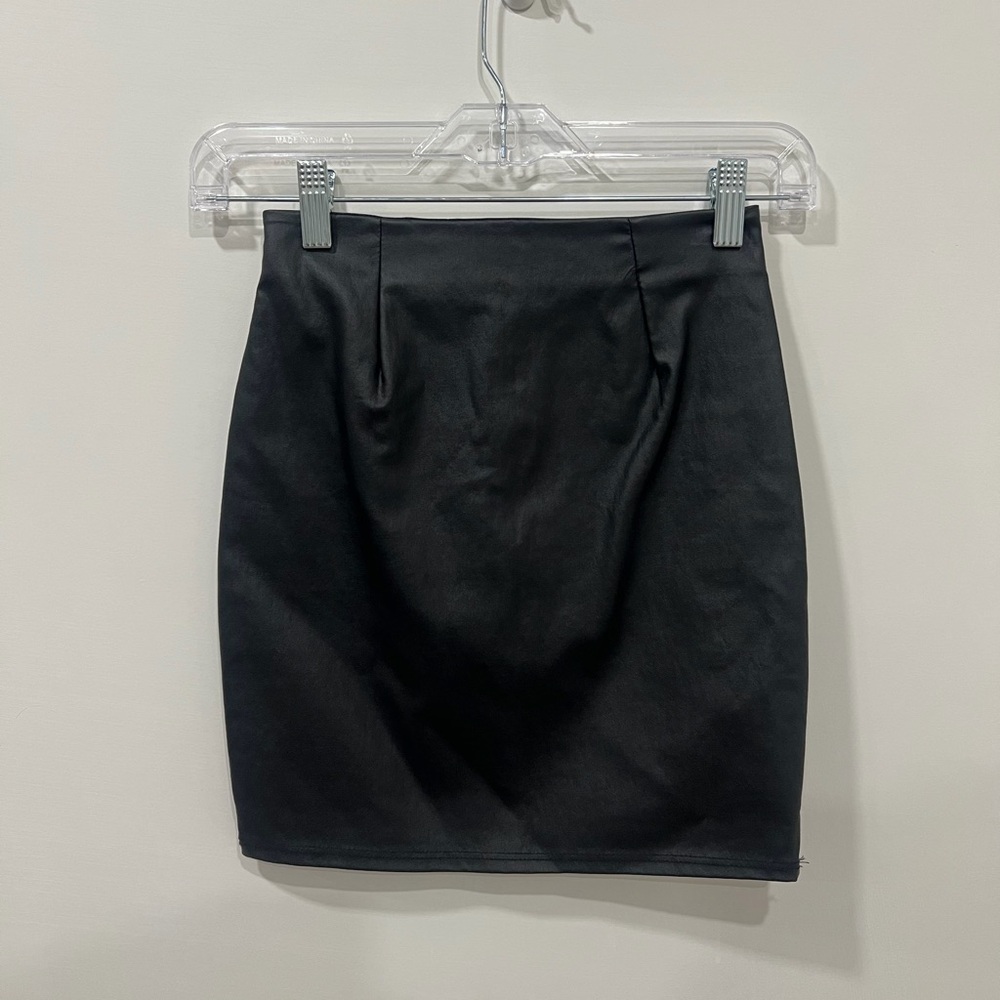 Windsor Faux Black Leather Mini Skirt